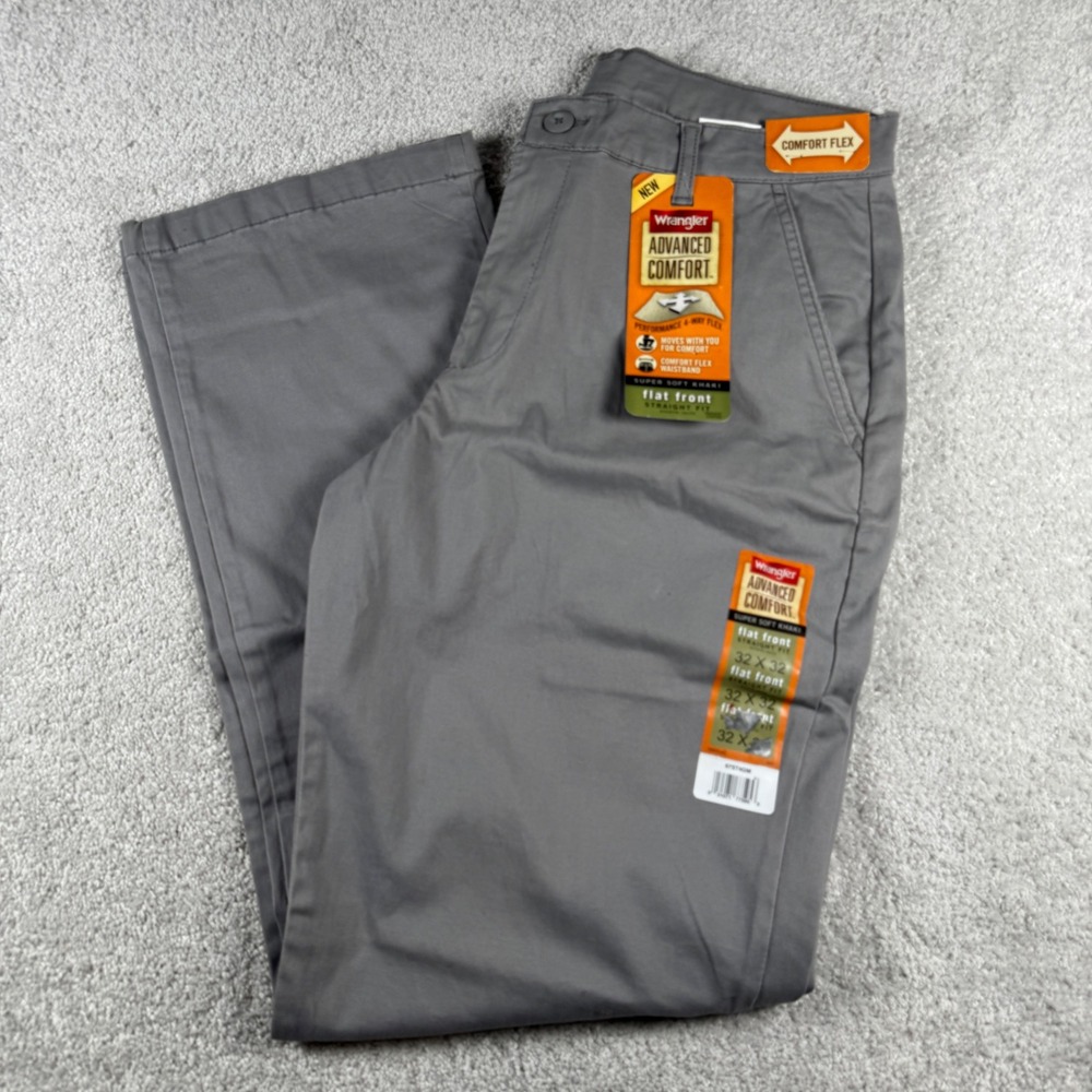 Wrangler Men's Gray Flat Front Chinos